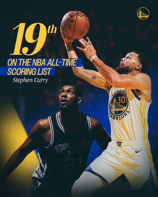九游体育app-勇士官方晒出海报：祝贺库里超越邓肯 升至历史得分榜第19位